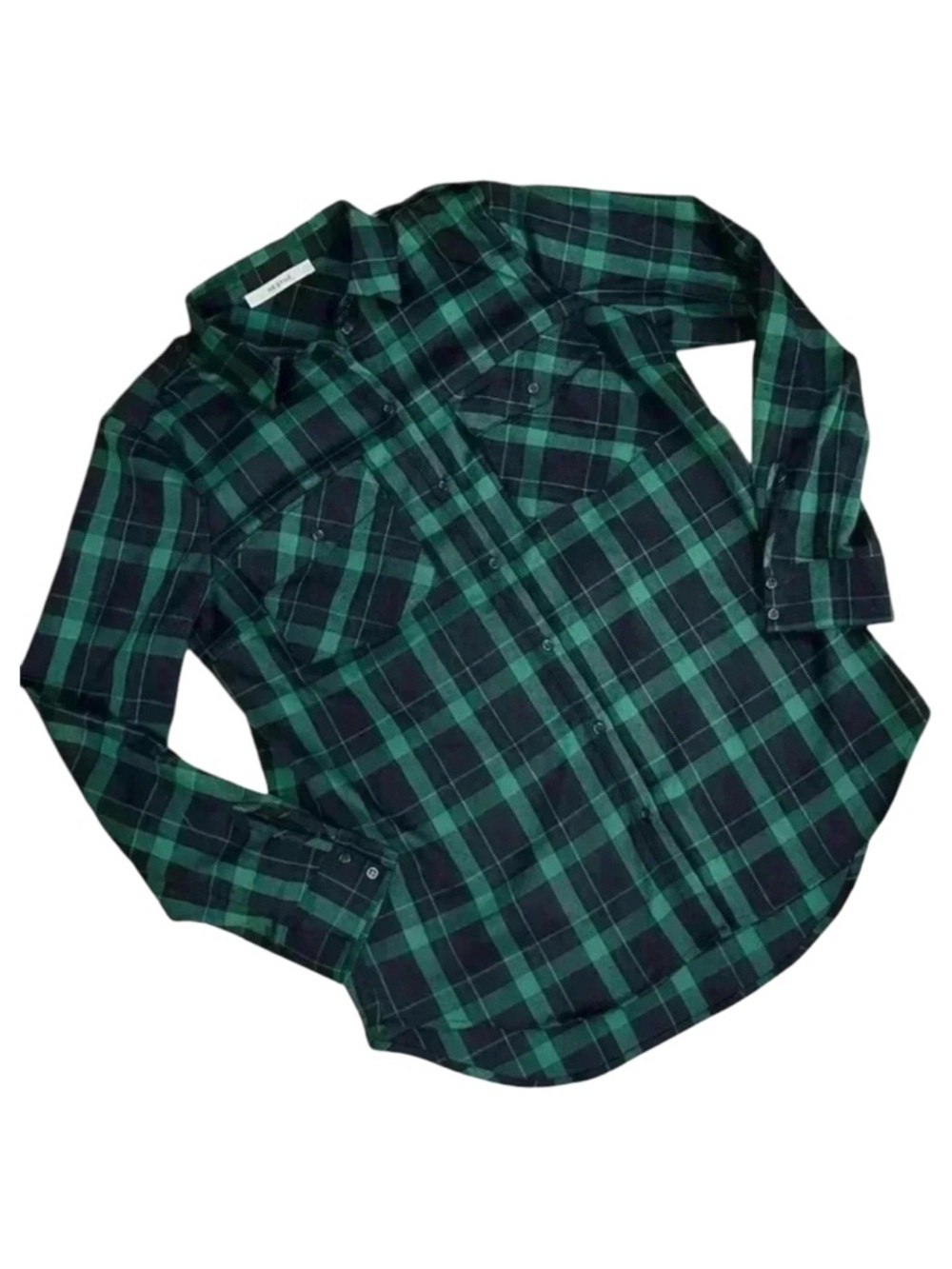 Gestuz Oversized Flannel Checka Button Down Plaid Shacket Gorpcore Small Green